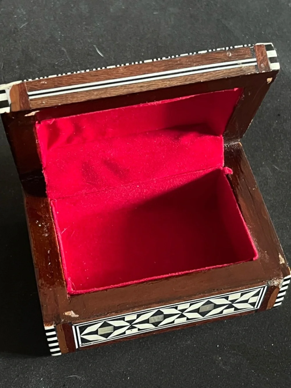 Vintage Egyptian Mother of Pearl Micro Mosaic Jewelry Box Intricate mop Inlay